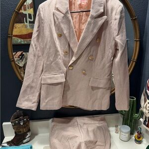 Pink Checkered Blazer and Shorts Set